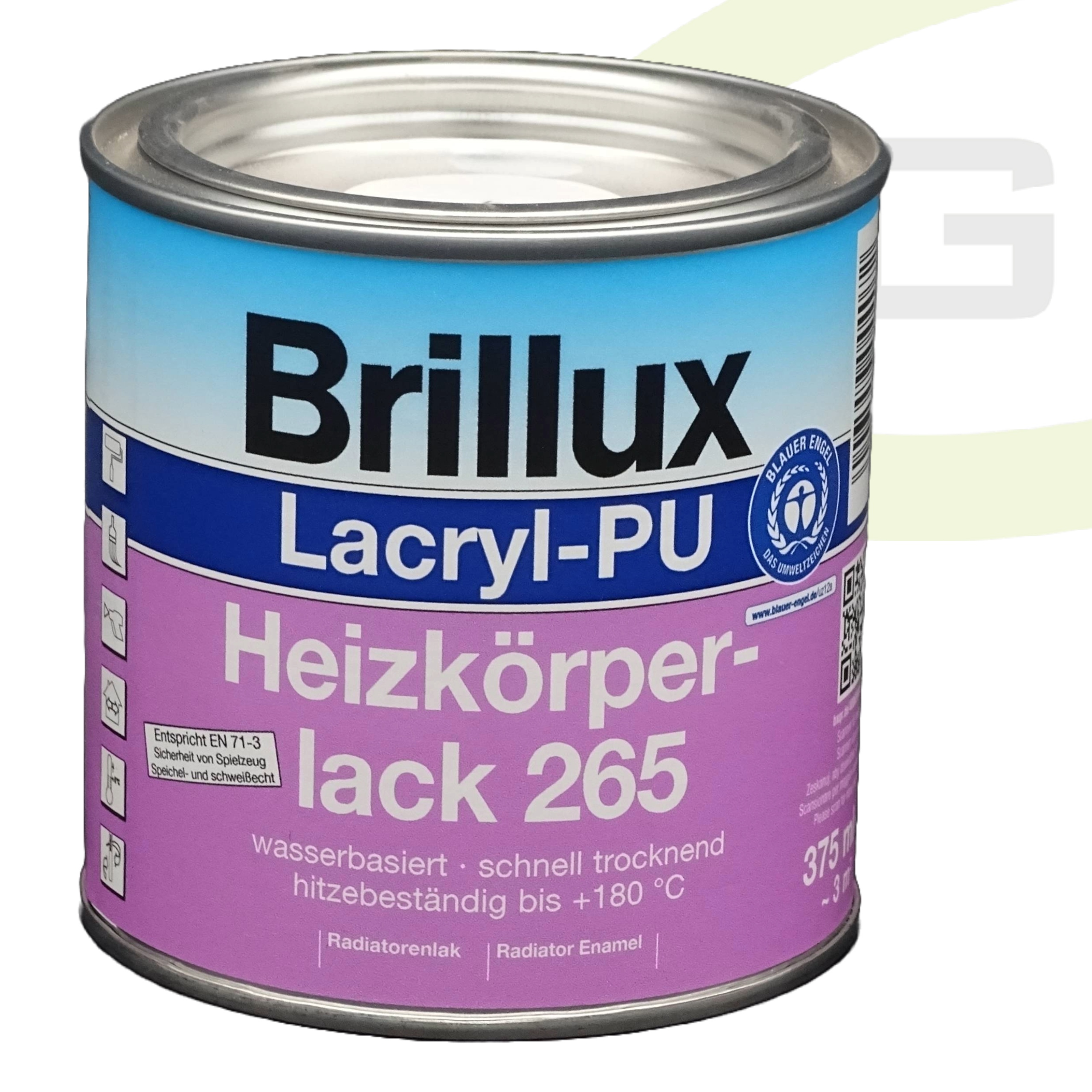 Brillux Lacryl-PU Heizkörperlack 265 glänzend - 375 ml / Wasserbasierter, Hitzebeständiger Heizkörperlack