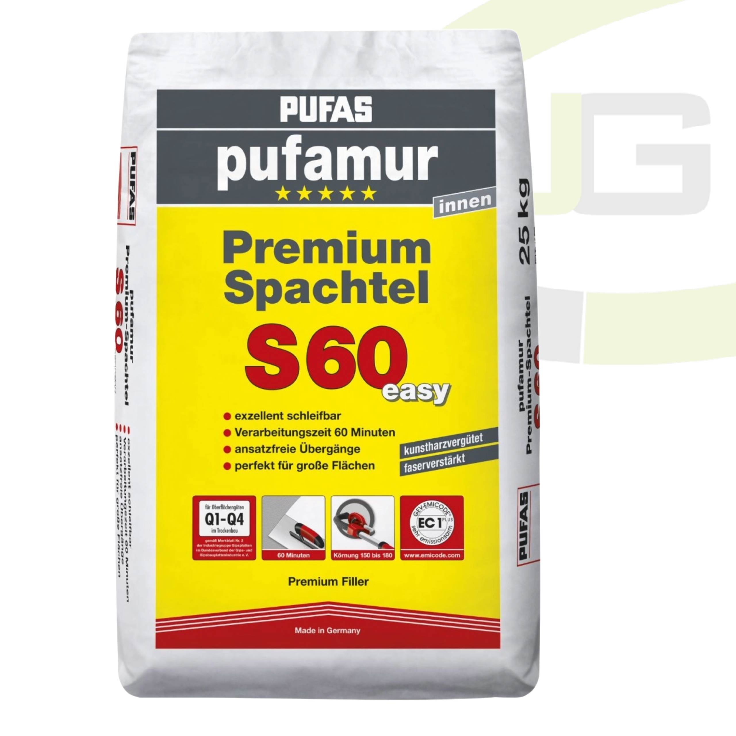 Pufas pufamur Premium-Spachtel S60 easy - 25 KG / Innen-Spachtelmasse / leicht schleifbar