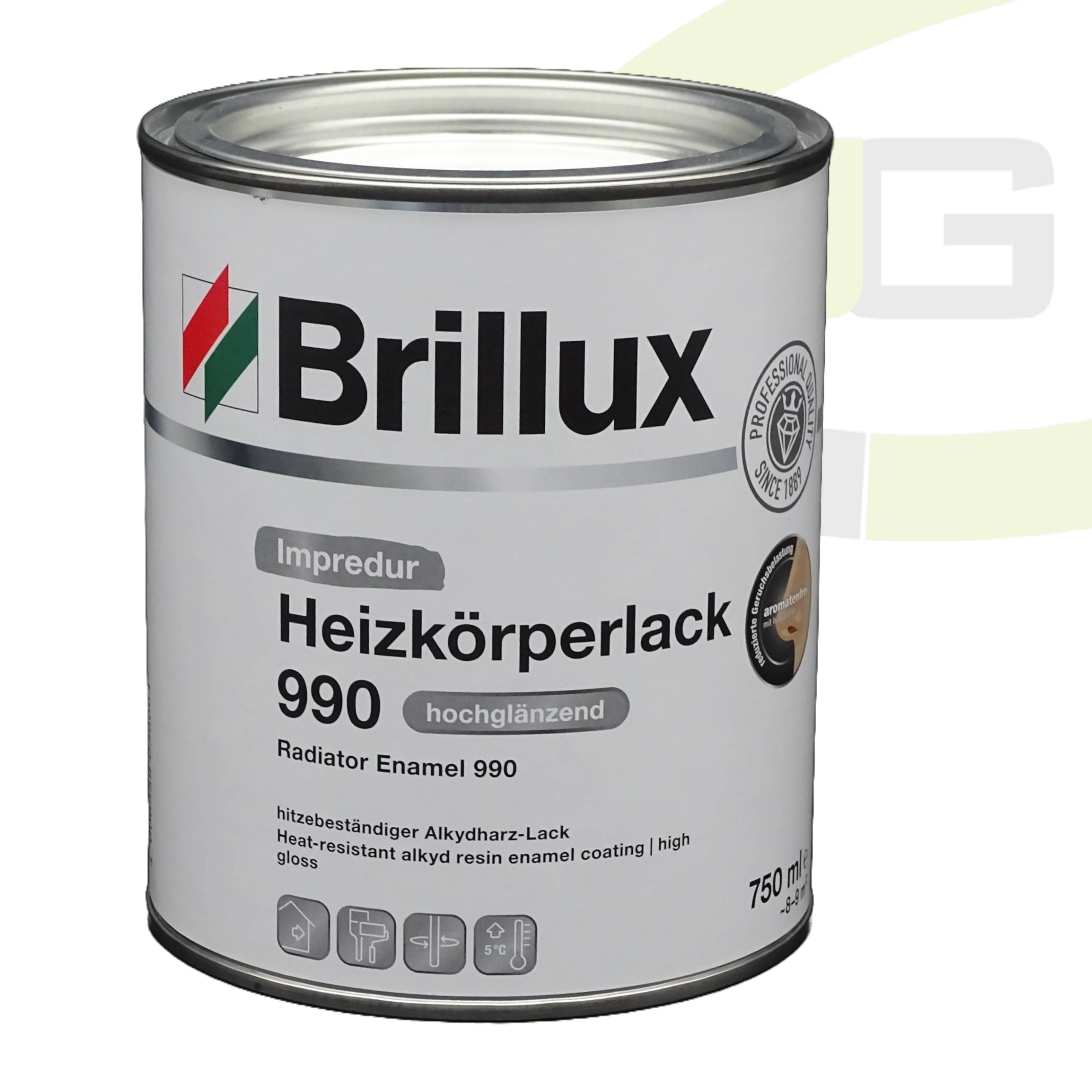 Brillux Impredur Heizkörperlack 990 hochglänzend - 750 ml / Lösungsmittelhaltiger Heizkörperlack 