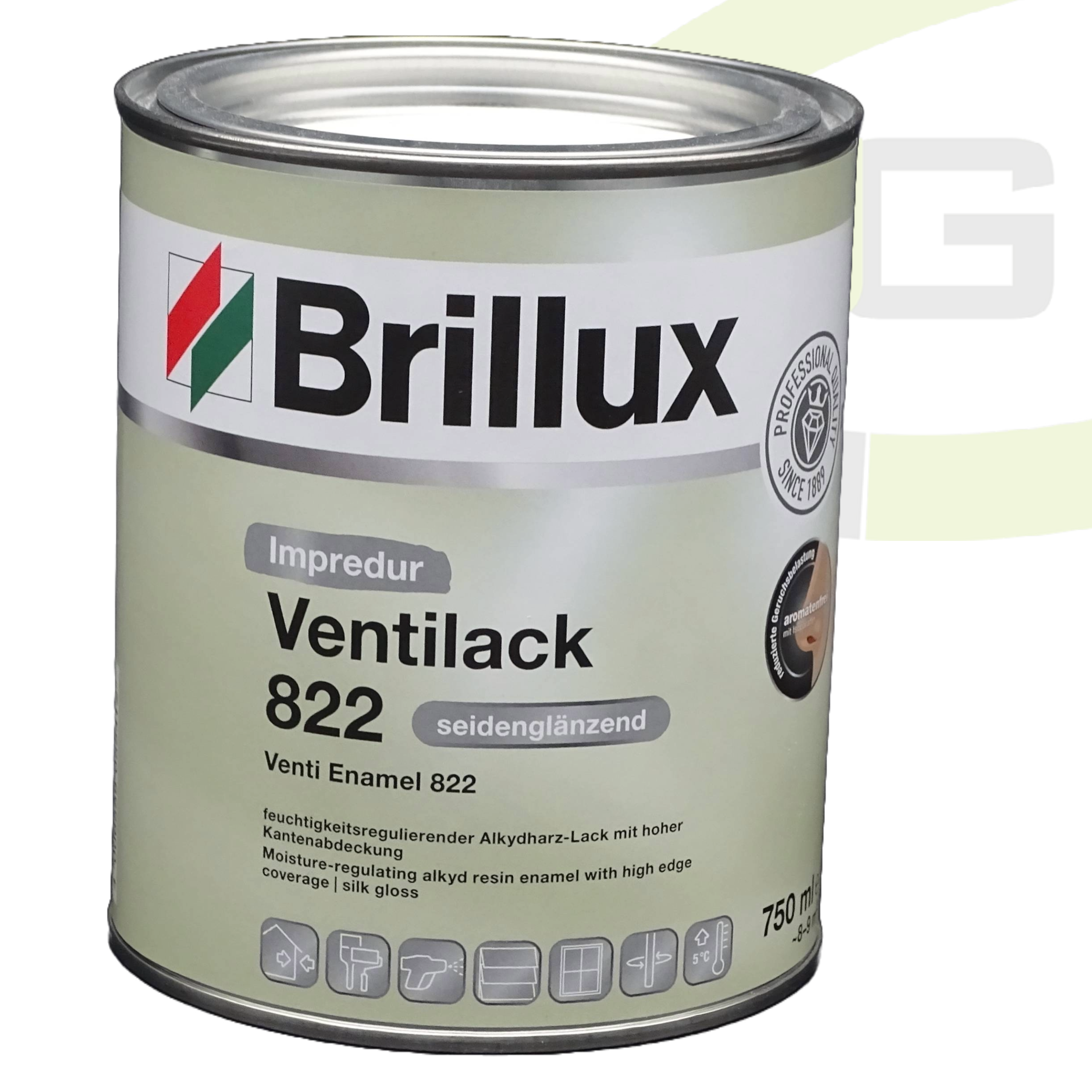 Brillux Impredur Ventilack 822 seidenglänzend - 750 ml / Fenster- und Türenlack + Grund- und Endlack